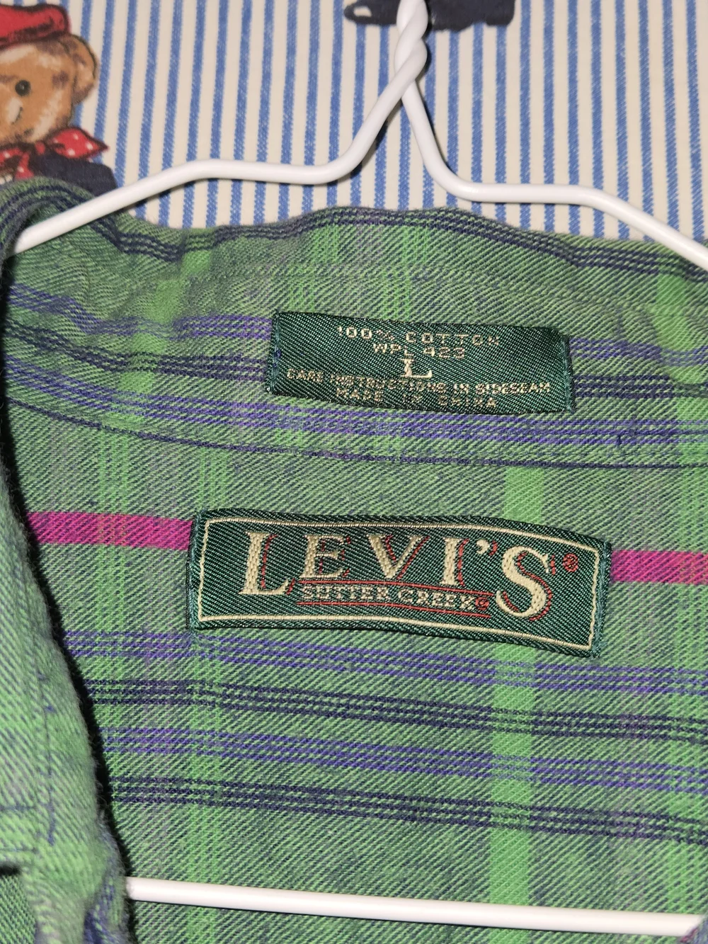 Vintage 90s Levi's Green Pink Plaid Flannel Button-Up Shirt Large